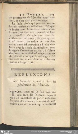 Reflexions Sur l'opinion commune sur la génération des Métaux