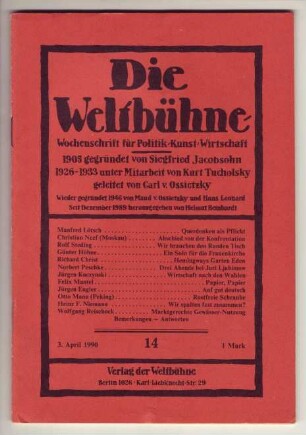 "Die Weltbühne", 3. April 1990