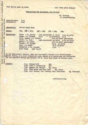 Tagesdisposition für den 16.08.1958