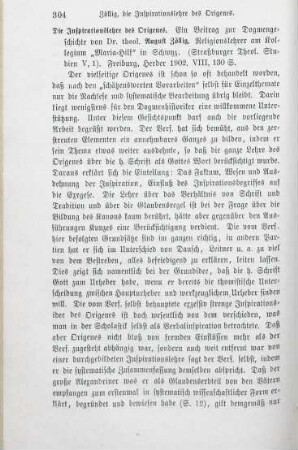 304-305 [Rezension] Zöllig, August, Die Inspirationslehre des Origenes