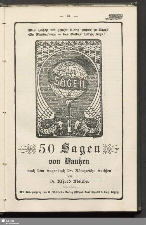 50 Sagen von Bautzen. Nach dem Sagenbuch des Königreichs Sachsen von Dr. Alfred Meiche