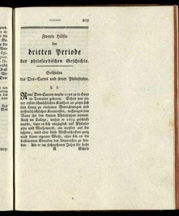 Zweyte Hälfte der dritten Periode der philosophischen Geschichte.