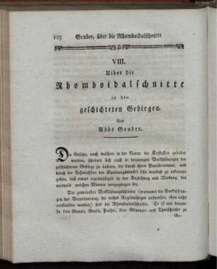 VIII. Uiber die Rhomboidalschnitte in den geschichteten Gebirgen.