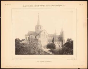 Sankt Godehard, Hildesheim: Ansicht von Nordosten (aus: Blätter für Architektur und Kunsthandwerk, 3. Jg., 1890, Tafel 13)