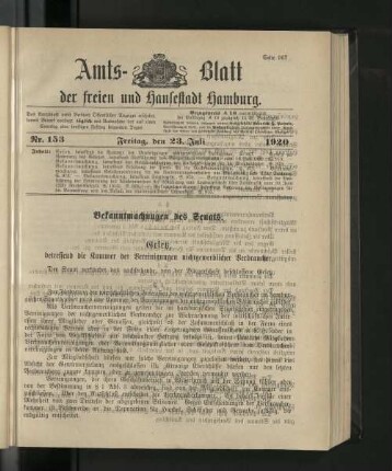 No. 153, 23. Juli 1920
