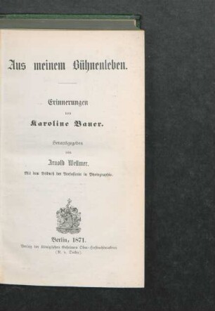 Aus meinem Bühnenleben : Erinnerungen
