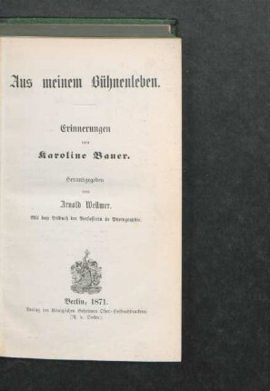 Aus meinem Bühnenleben : Erinnerungen