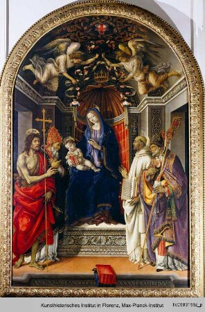 Pala di Palazzo Vecchio - Madonna mit Kind, dem Heiligen Johannes dem Täufer, dem Heiligen Viktor, dem Heiligen Bernhard und dem heiligen Zenobius