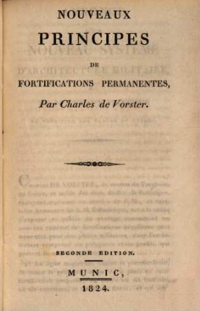 Nouveaux principes de fortifications permanentes