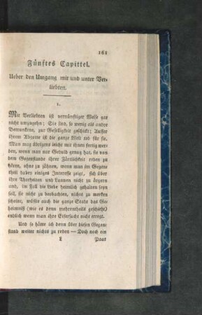 Fünftes Capittel. Ueber den Umgang mit und unter Verliebten