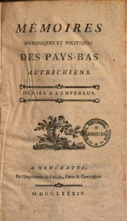 Mémoires historiques et politiques des Pays-Bas Autrichiens