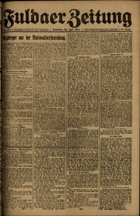 Erste Ausgabe vom Samstag, den 26. Juli 1919.
