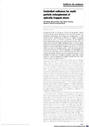 Controlled collisions for multi-particle entanglement of optically trapped atoms