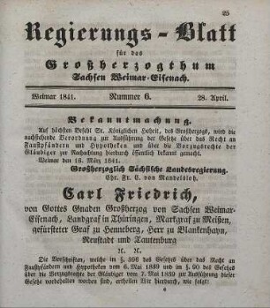 Nr. 6 : 28. April 1841