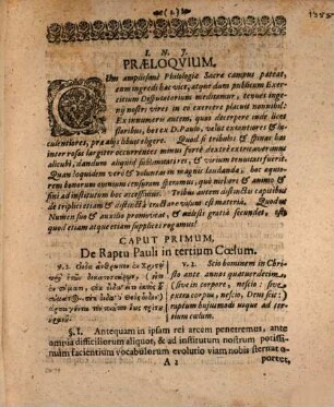 Trifolium exegeticum, de raptu Pauli in tertium coelum, de auditis ibi ineffabilibus, deoque palo eius in carne : ex II. Corinth. XII. 2. 4. et 7.