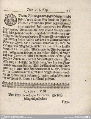 CAPUT VIII. Von dem Horologio Orientali, wie dasselbige abzutheilen?