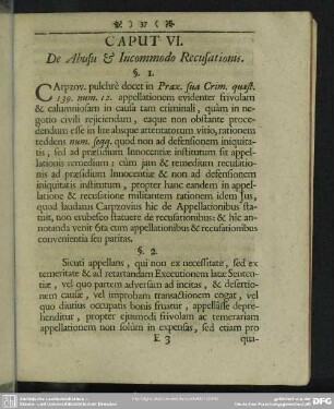 Caput VI. De Abusu & Incommodo Recusationis