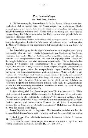 Zur Isostasiefrage