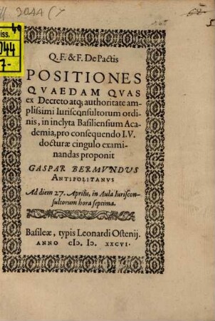 De pactis positiones quaedam