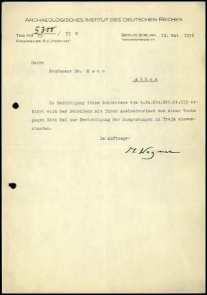 M. Wegner an G. Karo