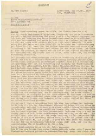 Strafsache Dr. Otto Mauthe - Stellungnahme fürs Gericht vom 10.10.1947, Aussage vor dem Amtsgericht vom 24.10.1947 - Qu. 8-10