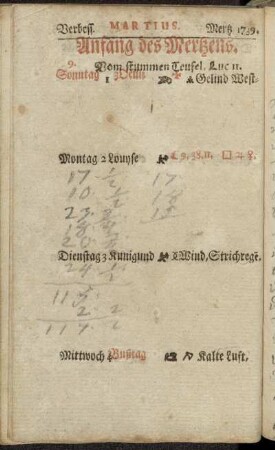 Verbess. Martius. Mertz 1739.