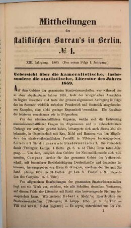 Mittheilungen des Statistischen Bureau's in Berlin. 13. 1860
