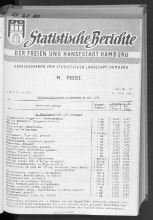 Verbraucherpreise in Hamburg im Mai 1962 : Lfd. Nr. 18