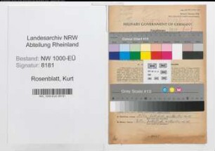 Entnazifizierung Kurt Rosenblatt, geb. 18.11.1909 (Polizist)