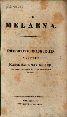 Diss. inaug. de Melaena