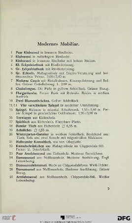 Modernes Mobiliar (Nr. 1-91)