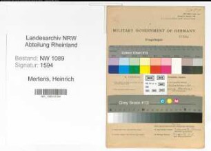 Entnazifizierung Heinrich Mertens , geb. 27.10.1905 (Unterbrandmeister)