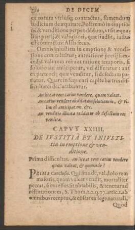 Caput XXIIII. De Iustitia Et Iniustitia in emptione et venditione.
