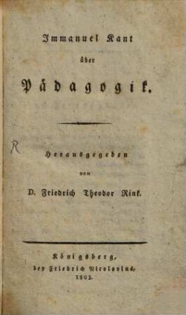Immanuel Kant über Pädagogik