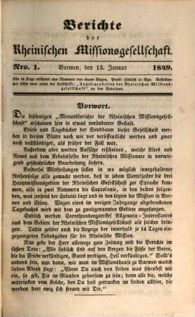 Berichte der Rheinischen Missionsgesellschaft. 1849, 1849