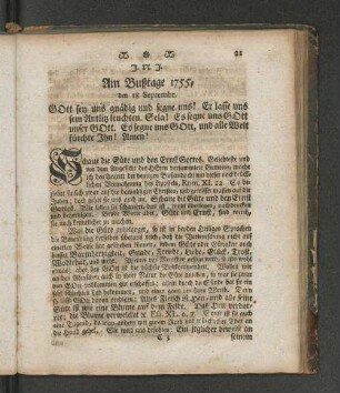 Am Bußtage 1755, den 18 Septembr.