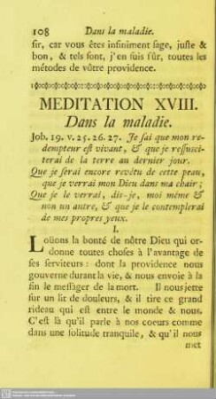 Meditation XVIII. Dans la maladie