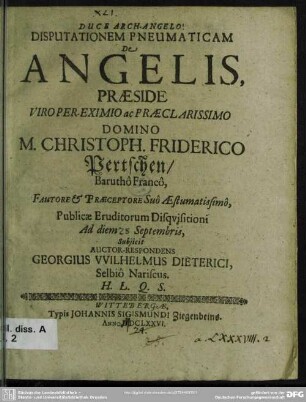 Disputationem pneumaticam de angelis