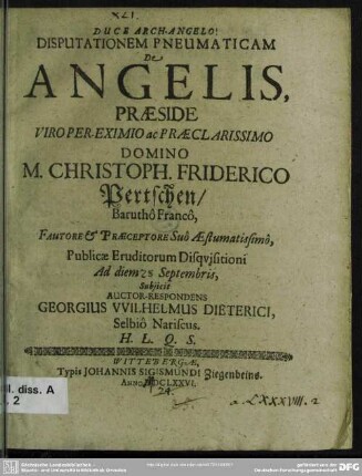 Disputationem pneumaticam de angelis