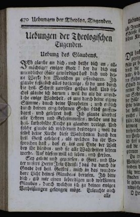 Uebungen der Theologischen Tugenden.