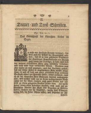 II. Trauer- und Trost-Schriften