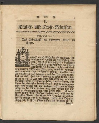 II. Trauer- und Trost-Schriften