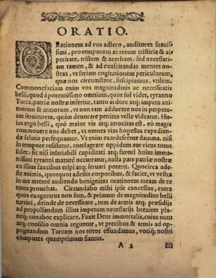 De bello Turcico oratio Matthaei Dresseri : ex rationibus et historiis depromta, et ad acuendos Christianos hoc tempore accommodata