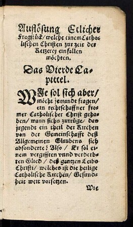 Auflösung Etlicher Fragstück ... Das Vierde Capittel.