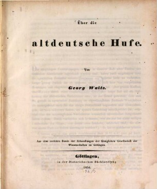 Über die altdeutsche Hufe