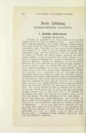 Zweite Abteilung. Kulturgeschichtliche Einzelbilder