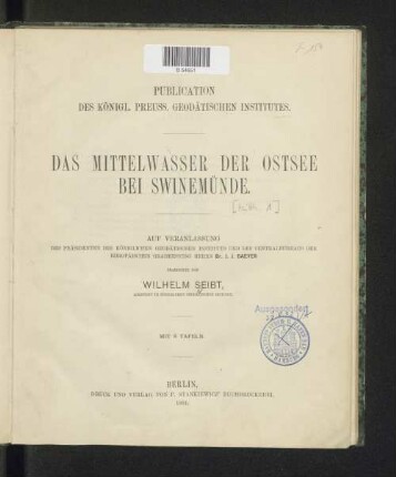 Mittheilung [1]: Das Mittelwasser der Ostsee bei Swinemünde