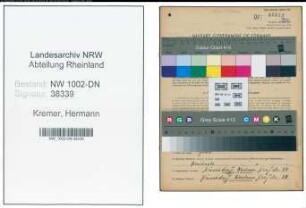 Entnazifizierung Hermann Kremer, geb. 30.07.1903 (Modellbauer)