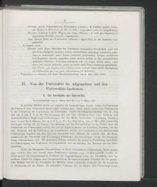 II. Von der Universität im Allgemeinen und den Universitäts-Instituten.