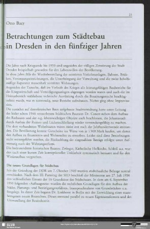 Betrachtungen zum Städtebau in Dresden in den fünfziger Jahren